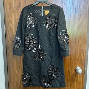 Tory Burch Black Sequin Embellished Midi Dress